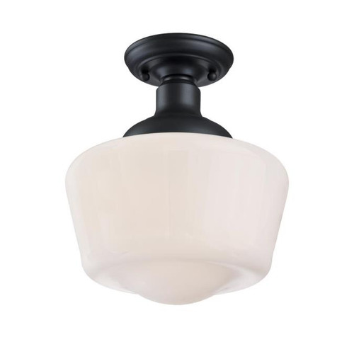 Westinghouse 6578300 9-Inch Scholar One-Light Outdoor Semi-Flush Mount Fixture
Textured Black Finish with White Opal Glass