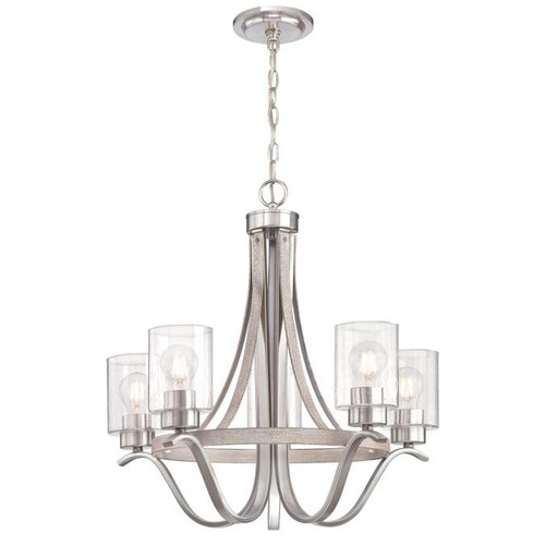 Westinghouse 6576900 Barnwell Five-Light Indoor Chandelier
Antique Ash and Brushed Nickel Finish with Clear Seeded Glass