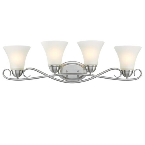 Westinghouse 6573700 Dunmore Four-Light Indoor Wall Fixture
Brushed Nickel Finish with Frosted Glass