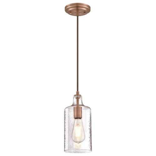 Westinghouse 6371500 Carmen Indoor Mini Pendant
Washed Copper Finish with Clear Textured Glass