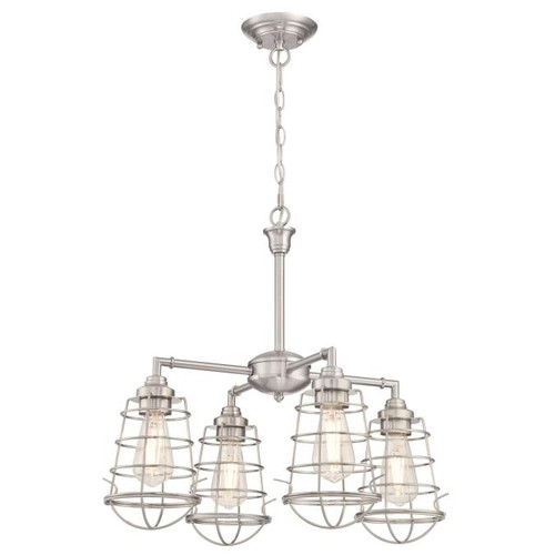 Westinghouse 6367100 Nolan Four-Light Indoor Chandelier/Semi-Flush Mount Ceiling Fixture
Brushed Nickel Finish with Cage Shades