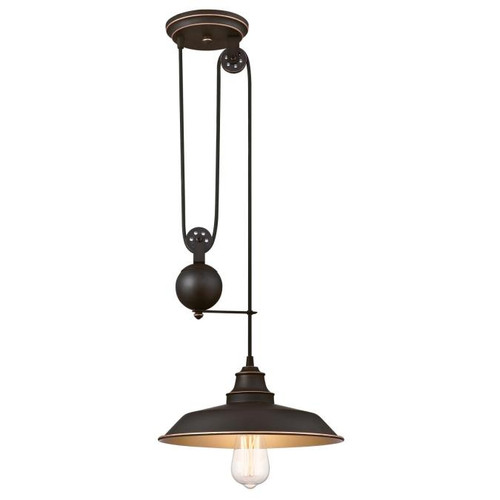 Westinghouse 6363200 Iron Hill One-Light Indoor Pulley Pendant
Oil Rubbed Bronze Finish with Highlights