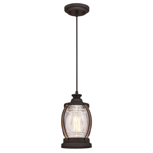 Westinghouse 6361700 Canyon Indoor Mini Pendant
Oil Rubbed Bronze Finish with Barnwood Accents and Clear Seeded Glass