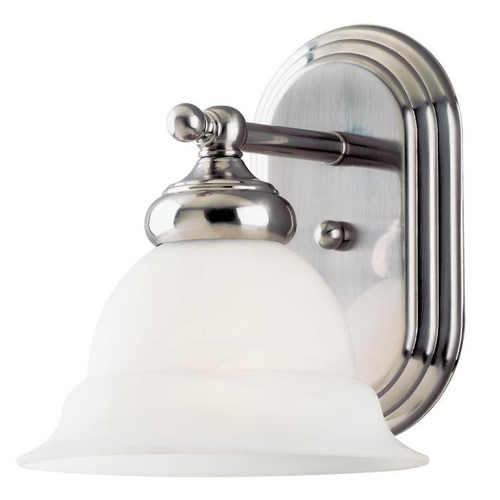 Westinghouse 6733100 One-Light Indoor Wall Fixture
Brushed Nickel Finish with Frosted White Alabaster Glass