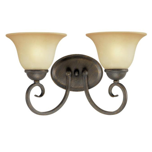 Westinghouse 6659300 Two-Light Indoor Wall Fixture
Ebony Bronze Finish with Aged Alabaster Glass