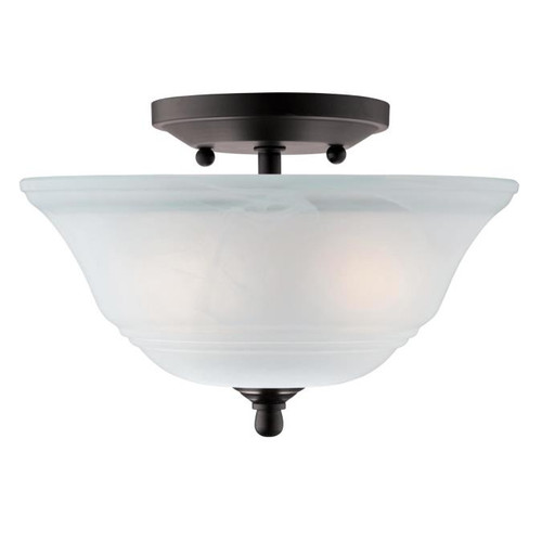 Westinghouse 6622300 Wensley Two-Light Semi-Flush Ceiling Fixture
Oil Rubbed Bronze Finish with White Alabaster Glass