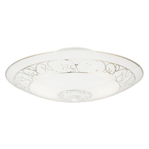 Westinghouse 6620600 Two-Light Indoor Semi-Flush-Mount Ceiling Fixture
White Finish with White Scroll Design Glass