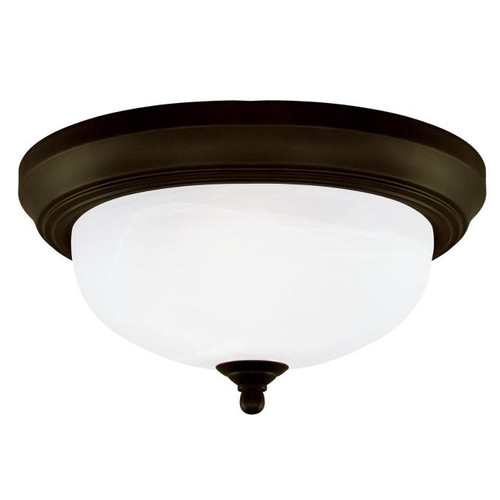 Westinghouse 6429100 Two-Light Indoor Flush-Mount Ceiling Fixture
Oil Rubbed Bronze Finish with Frosted White Alabaster Glass