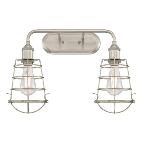 Westinghouse 6336400 Oliver Two-Light Indoor Wall Fixture
Brushed Nickel Finish with Cage Shades