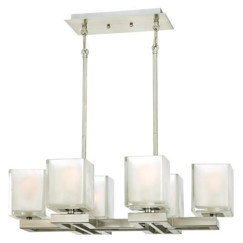 Westinghouse 6332100 Nyle Six-Light Indoor Chandelier
Brushed Nickel Finish with Glazed Ice Block Glass