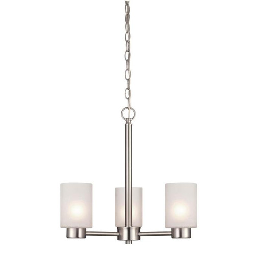 Westinghouse 6227500 Sylvestre Three-Light Indoor Chandelier
Brushed Nickel Finish with Frosted Seeded Glass