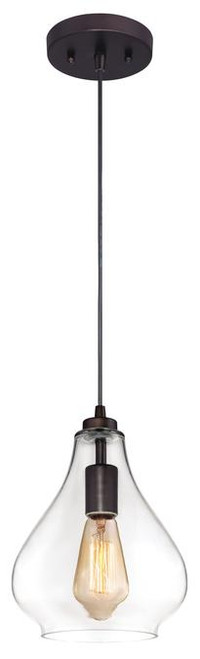 Westinghouse 6102600 Wes Indoor Mini Pendant
Oil Rubbed Bronze Finish with Clear Glass