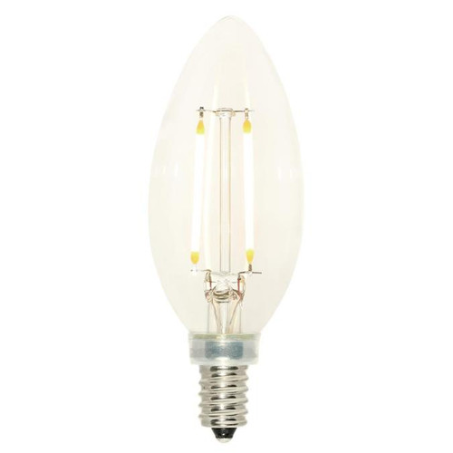 Westinghouse 5059100 2.5 Watt (25 Watt Equivalent) B11 Dimmable Filament LED Light Bulb
2700K Clear E12 (Candelabra) Base, 120V