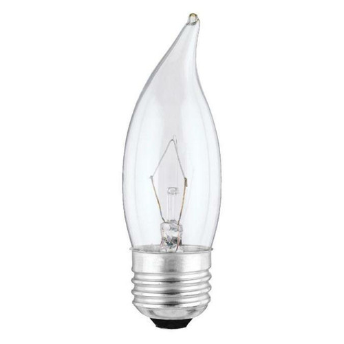 Westinghouse 0366500 Westinghouse 0366500 40 Watt CA10 Flame Tip Incandescent Light Bulb 2700K Clear E26 Medium Base, 130V