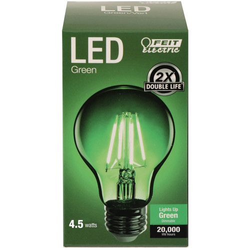 Feit Electric A19/TG/LED LED Transparent Green Color, A-Shape, Filament Bulb