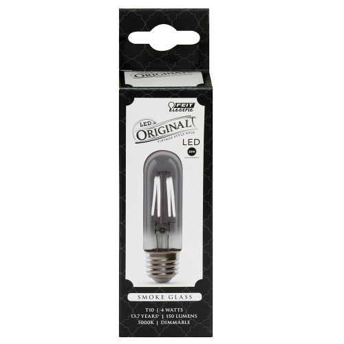 Feit Electric T10/SMK/VG/LED LED Vintage Tubular T10 Dimmable Bulb, 4.5 Watts, 300 Lumens, 15,000 Life Hours, Smoke, 5000K