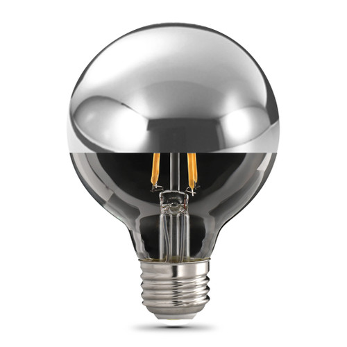Feit Electric G2540/CHR/827/FIL LED G25 40W Eq.  Filament Silver Bowl Globe, E26, 350 Lumens, 2700K,