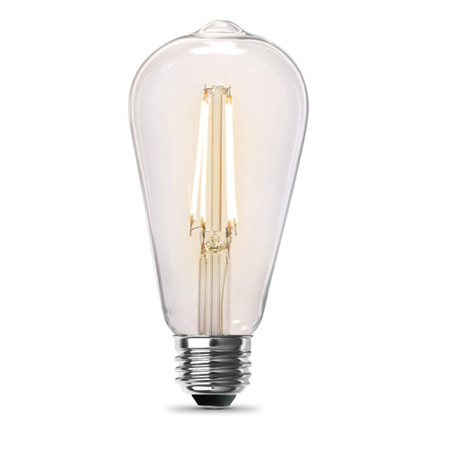 Feit Electric ST1960/CL/927CA/2 LED Vintage ST19 Dimmable Bulb, 8.8 Watts, 800 Lumens, Clear, 2700K, Med Base
