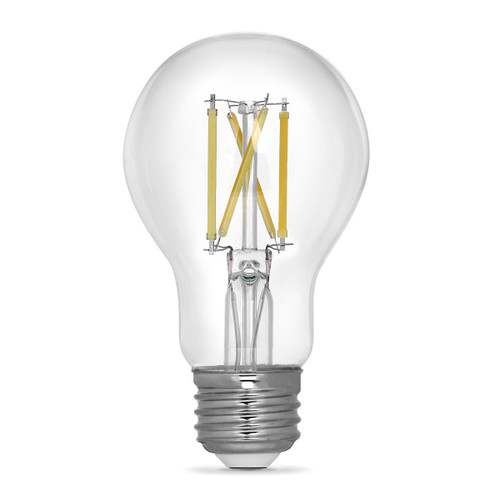 Feit Electric BPA1960CL927CAFIL2RP LED A19 60W Equiv., 750 Lumens, Filament Clear Glass, Medium Base, 2700K, 2 Pk, CEC Compliant, ES Approved