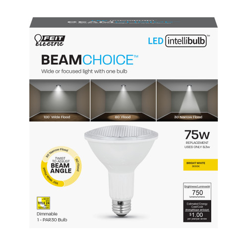 Feit Electric PAR30L/ADJ/930CA LED PAR30L Adjust Beam, Dimmable, 750 Lumens, 75W Eq., 3000K, CEC Compliant