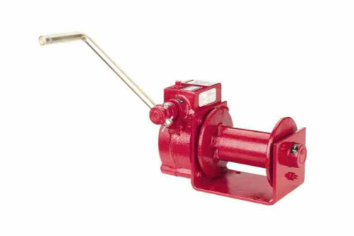 Larson Electronics Worm Gear Hand Crank Winch - 2000 lbs Line Pull Capacity - 1/4" Cable Diameter - Red