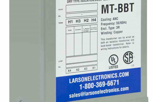 Larson Electronics 1 Phase Buck & Boost Step-Up Transformer - 208V Primary - 222V Secondary - 62.5 Amps - 50/60Hz