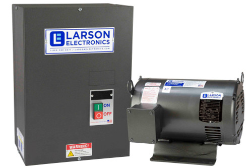 Larson Electronics Rotary Phase Converter for 6HP Hard Loads, 240V 1PH to 3PH, 15.7 Amps Output, 15HP Idler, NEMA 1