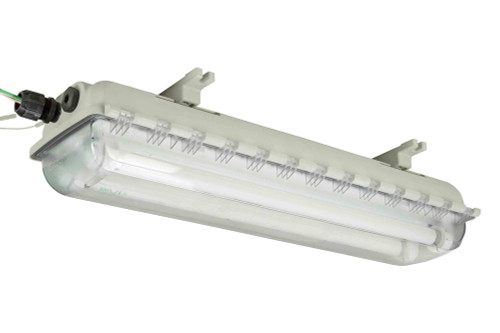 Larson Electronics 36W Flameproof Fluorescent Emergency Linear Fixture - 220V, 50Hz - (2) 2' T8 Lamps - Surface Mount - ATEX/IECEx