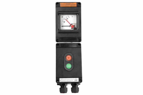 Larson Electronics Flameproof Motor Control Station - 250V AC/110V DC - 75/1 Ammeter -Red/Green, Momentary - ATEX/IECEx