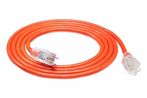 Larson Electronics 25' 12/3 SJTW Extension Power Cord - 125V - 15A Rated, Molded Plug - Orange/Outdoor