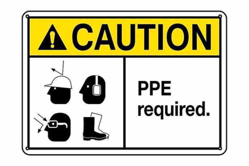 Larson Electronics PPE Required Sign  - Includes (1) Adhesive Backed Vinyl Warning Sign