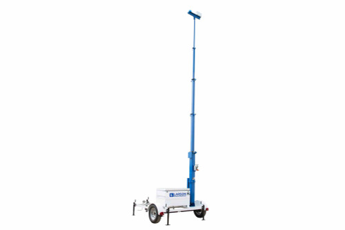 Larson Electronics Portable 5-Stage  Tower w/ LED Strobe Light - 30' Mast, 10' Trailer - Junction Box