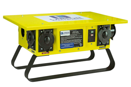 Larson Electronics Portable Spider Box - 125/250V Input - (1) CS6375 Input, (1) CS6369 FT, (6)  L5-20R GFCI - Aluminum/Safety Yellow