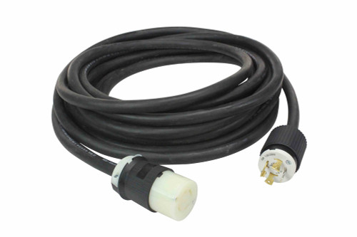 Larson Electronics 1' 10/3 SOOW Straight Blade Extension Crossover Power Cord - L14-30P to L5-30P - 125/250V to 125V Cord - 15 Amp Rated