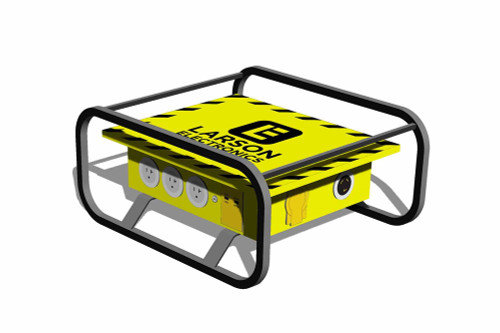 Larson Electronics Portable Spider Box - 125/250V Input - (1) CS6375 Inlet, (1) CS6369 FT, (7) Receptacles - Cage Frame/Safety Yellow