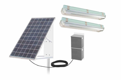 Larson Electronics Container Solar Lighting Package - (2) LED Fixtures, (1) 265W Solar Panel, (2) 40aH Li-ion Batteries