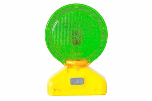 Larson Electronics LED Barricade Warning Light - Type A Strobe, Green - 60 Flashes/Min, (4) D-cell Batteries - Photocell