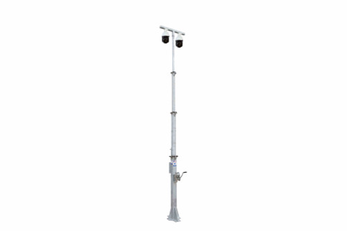 Larson Electronics 24' Outdoor Security Mast - 120V EW w/ Remote Control Box, Fixed Mount - (2) Cameras, CAT5e Cable