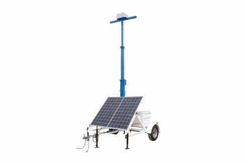 Larson Electronics 16' Solar Equipment Tower - 7.5' Trailer - 48V - (2) 300W Panels, (4) 40aH Batteries, Battery Charger - 40A CC/EMP Protection