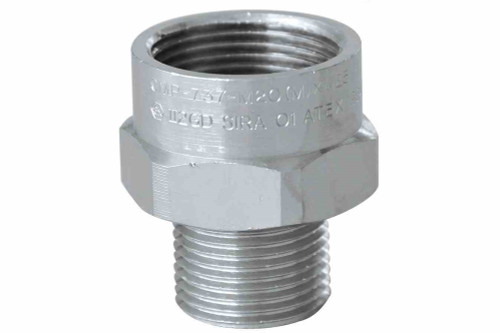 Larson Electronics Reducer Bushing - 1" NPT to M25 - Nickel Plated Brass - ATEX Rated