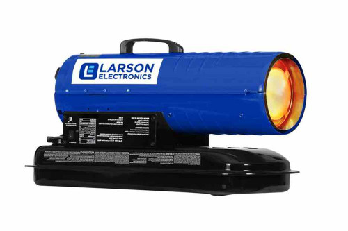 Larson Electronics Industrial Forced Air Heater - 120V - Kerosene/Diesel - 170 CFM - 45,000 BTUs - 5 Gal Tank - Blue