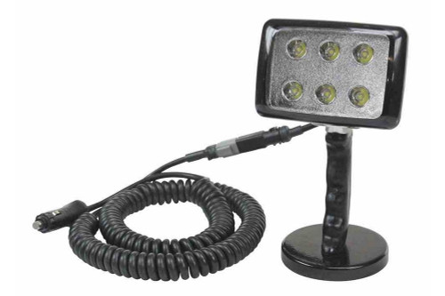 Larson Electronics 6 Watt LED Light with Magnetic Base - 16 Foot Coil Cord  - Handle - 12/24V DC - Magnetic Flood Light