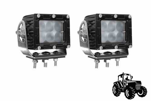 Larson Electronics John Deere Tractor Front Grill Headlamp LED Flood Light Kit - (2) LEDEQ-3X2-CPR