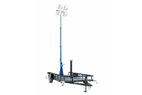 Larson Electronics 4000 Watt Metal Halide Light Tower on 12 Foot Single Axle Trailer with wheels - 25 Foot Three Stage