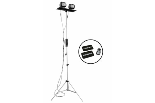 Larson Electronics Portable Telescoping Light Tower - Dual Remote Control Spotlights - 120-277VAC - Extends 3.5' to 10'