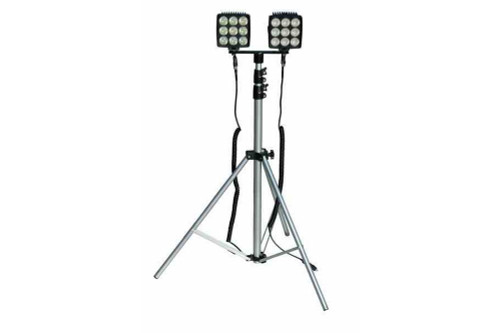 Larson Electronics 180W LED Lights on Telescoping Tripod - 3.5' to 10' - 14,400 Lumen - DC Power via Battery Clamps