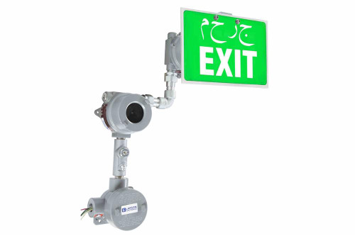 Larson Electronics Explosion Proof Exit Sign - Class I, Division 1 & 2 - IP65 - 4" Letters - 240V 50Hz - Emergency