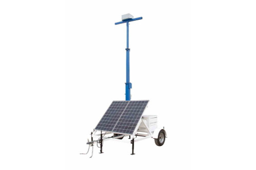 Larson Electronics Portable Solar Light Tower - 3-Stage 12' Mast - 7.5' Trailer - (1) Junction Box - No Batteries