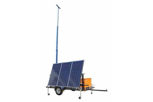 Larson Electronics 30' Three Stage Light Mast on 10' Single Axle Trailer - 36" x 2"OD Mast Head - Orange/White