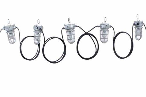 Larson Electronics 565' Work Area Mining String Light - 37 LED Work Lamps - 240V - 10/5 SOOW Cable - Daisy Chain